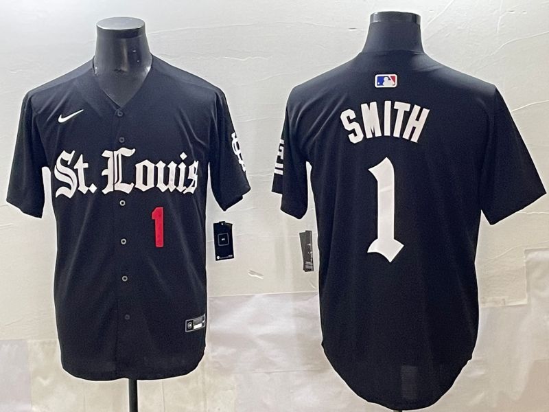 Men 2025 St.Louis Cardinals #1 Smith Black Five generations Joint Name Nike MLB Jersey style 5->st.louis cardinals->MLB Jersey